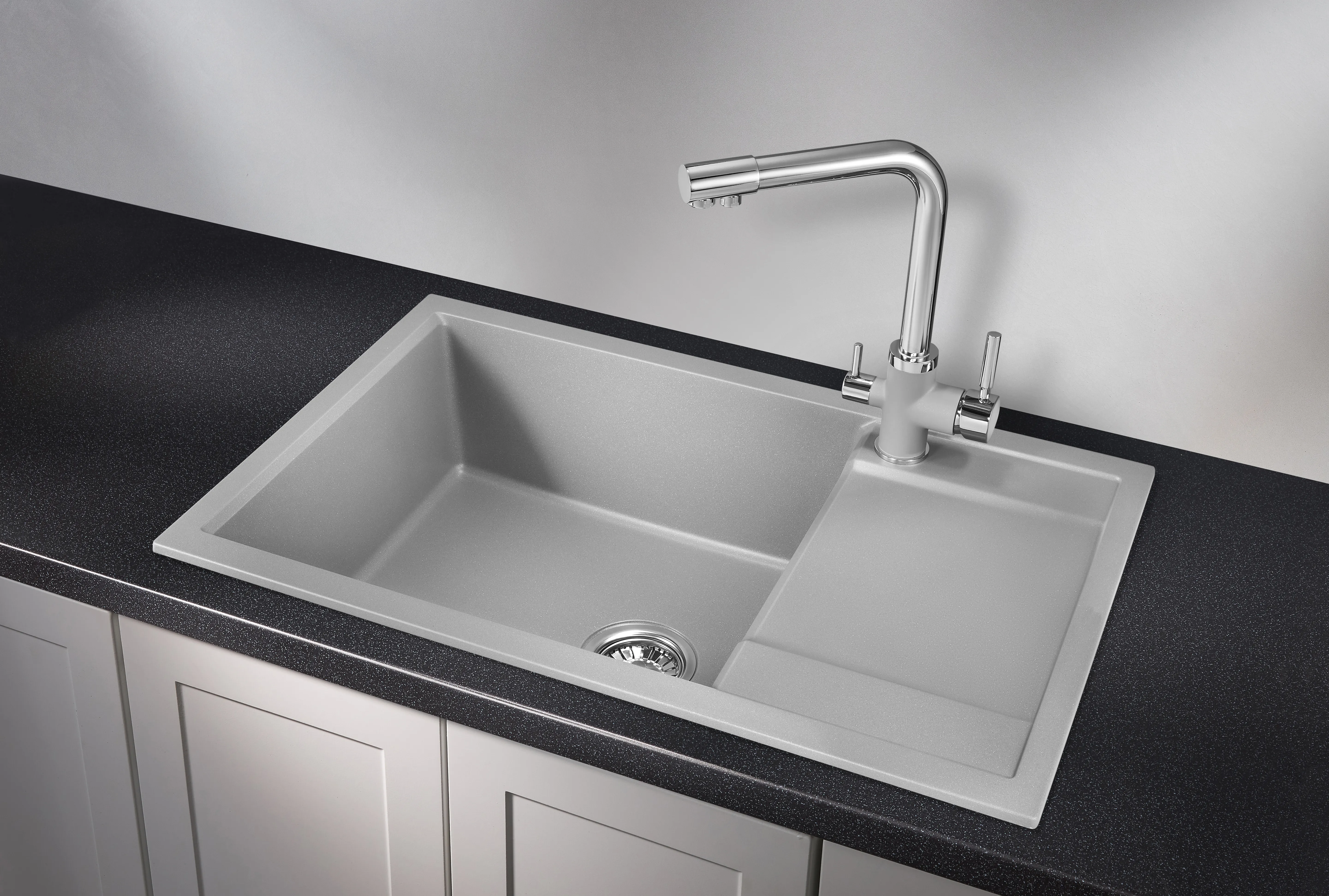 7805, АЛЮМИНИУМ, кухонная мойка, кварц