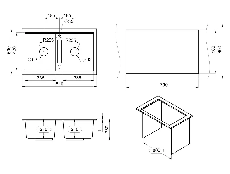 8101, АЛЮМИНИУМ, кухонная мойка, кварц